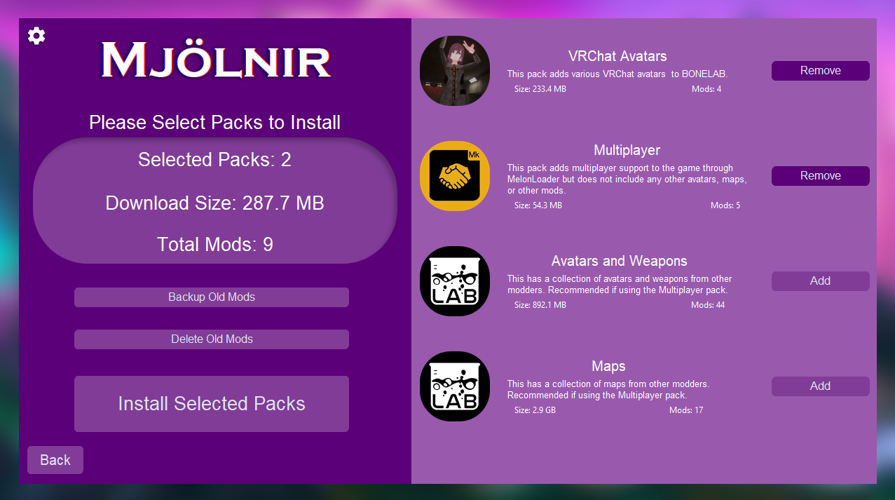 Modpack Selector BONELAB